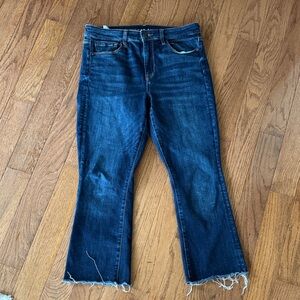 American Eagle Outfitters Dark Blue cropped skinny kick Jeans 24” raw hem s 10